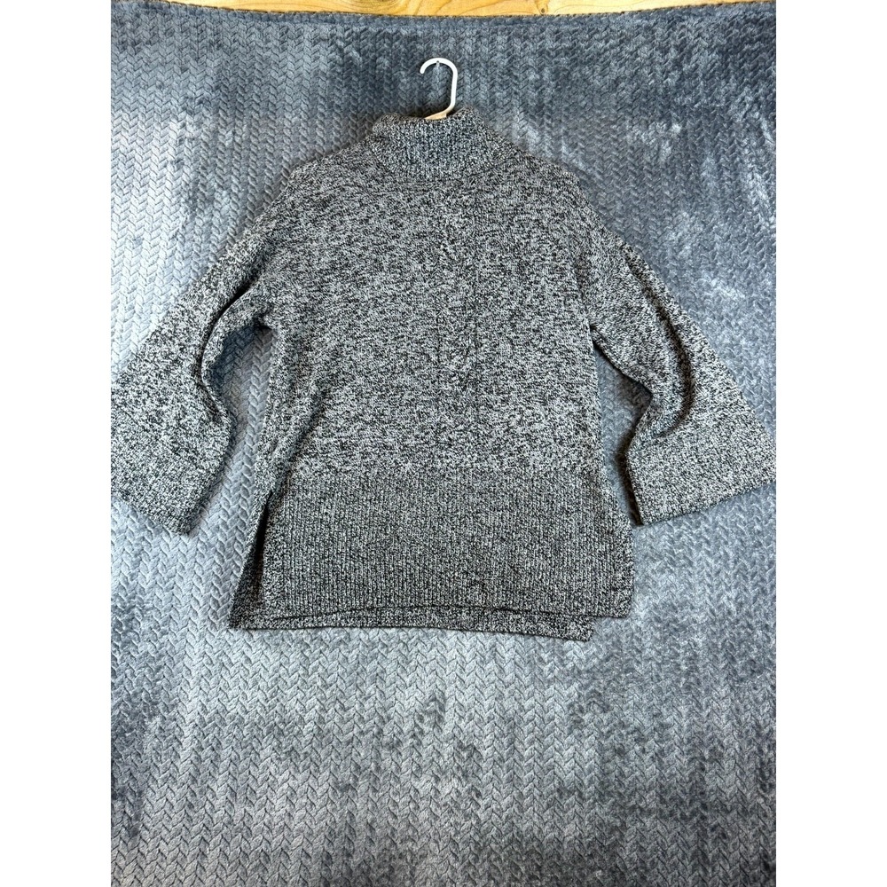 Brooks Brothers Sweater Women XS Black White Marled Knitted Turtleneck Side Slit